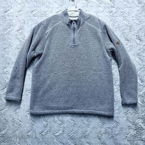 Orvis Men Sweater XL Gray Sherpa Lined 1/4 Zip Pullover Jacket Shacket